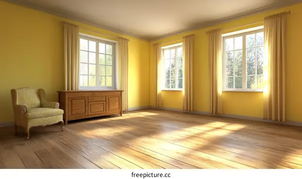 Empty Yellow Room Interior Design Illustration