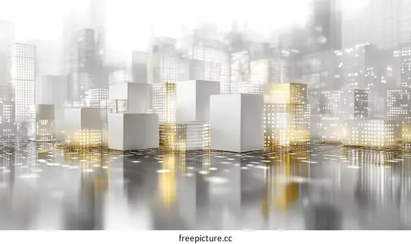 Modern Cityscape with Abstract Geometric Structures