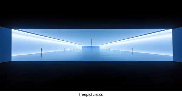 Minimalist Blue and White Interior Design with Light