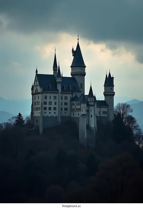 Majestic Castle on a Hilltop with Dramatic Clouds