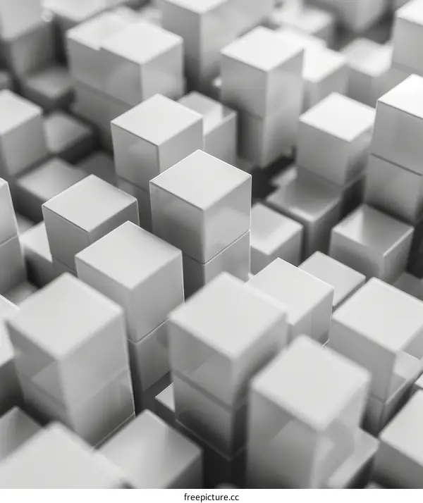 Three-dimensional Cube in Gray White