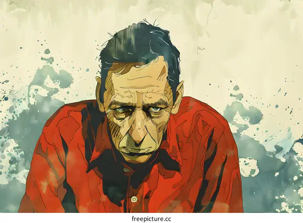 Portrait of a man with a red shirt