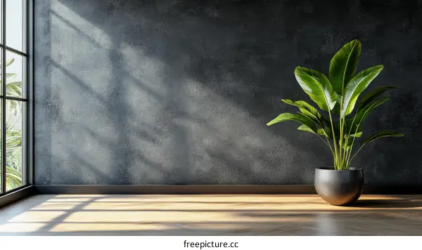 Empty Modern Room Interior with Plant