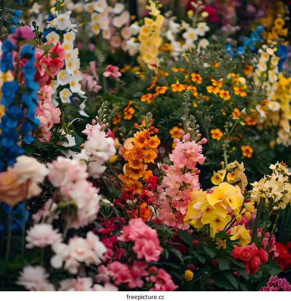 Close Up of Colorful Flowers in a Garden