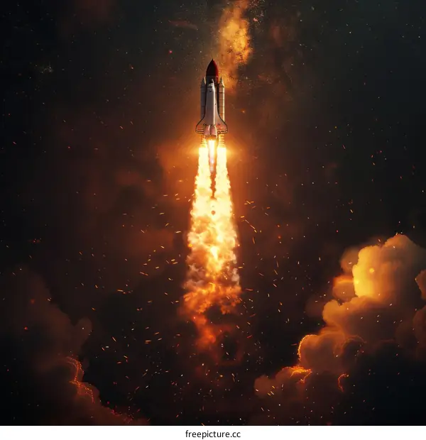 Space Shuttle Atlantis Lifts Off Into Space