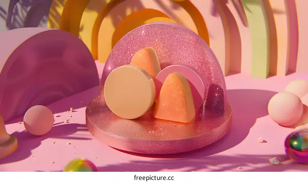 Abstract Geometric Shapes With Glittering Effect and Pastel Colors