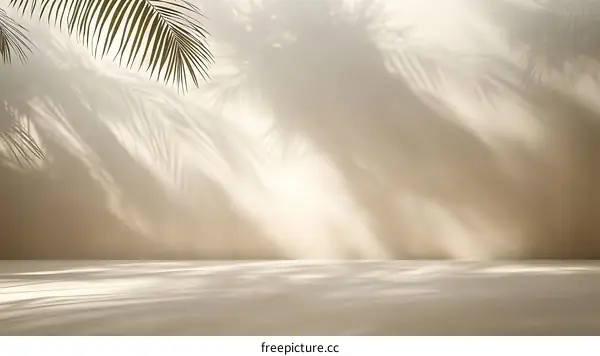 Beige Minimalist Studio with Palm Tree Shadows
