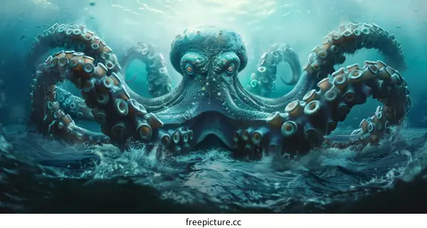 Giant Octopus Rising from the Ocean Depths
