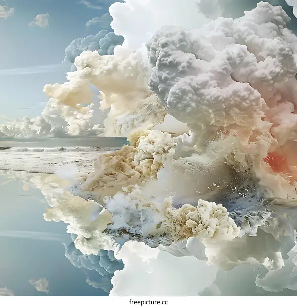 Abstract Ocean Wave with Clouds and Sky