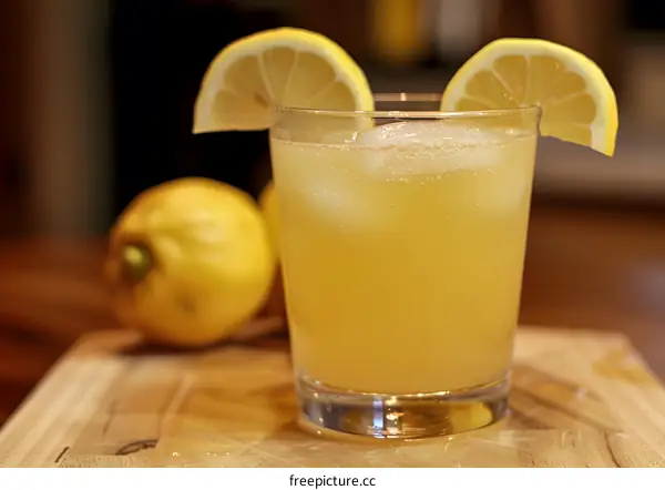 Refreshing Lemonade with Ice and Lemon Slices