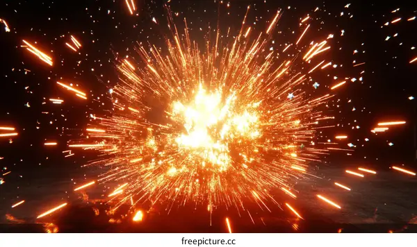Explosive Fireworks Display in Dark Night