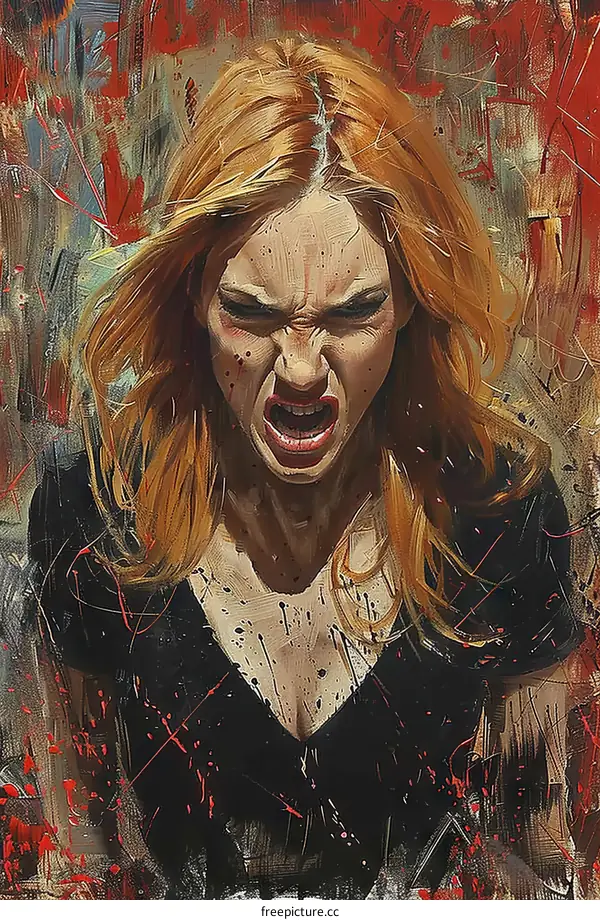 Portrait of a screaming woman