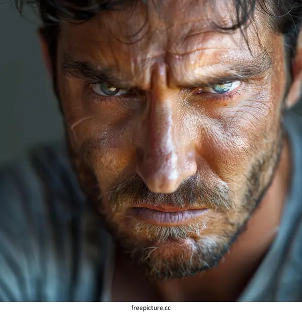 Close-up Portrait of a Serious Man