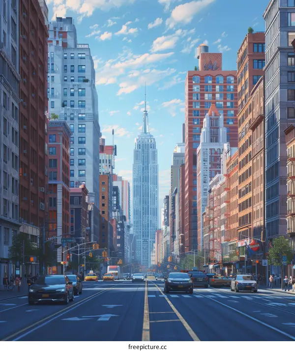 Empire State Building View from a New York City Street