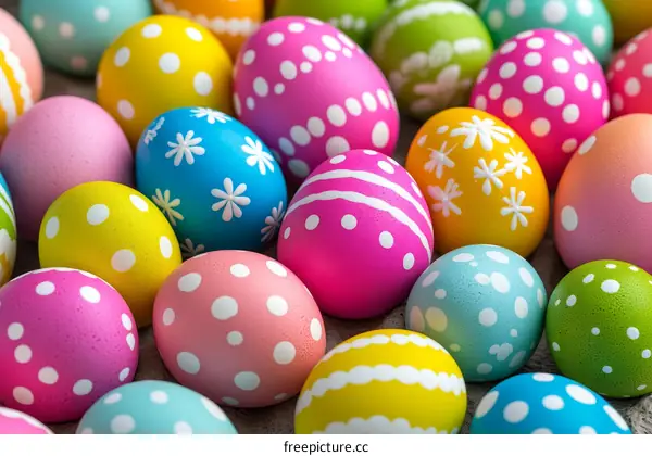 Colorful Easter Eggs Decorated with Patterns