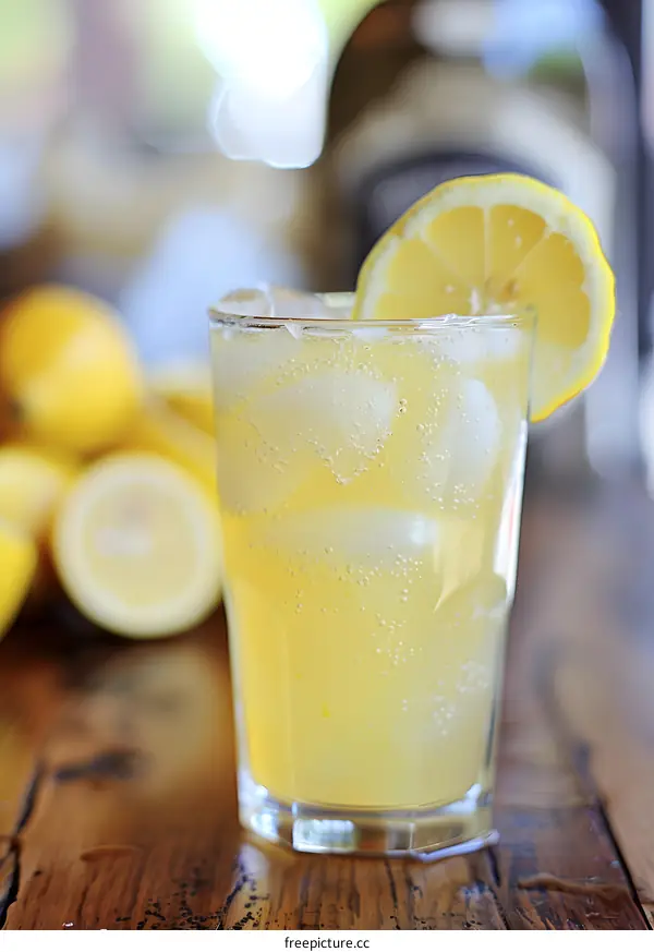 Refreshing Summer Lemonade with Lemon Slices and Ice