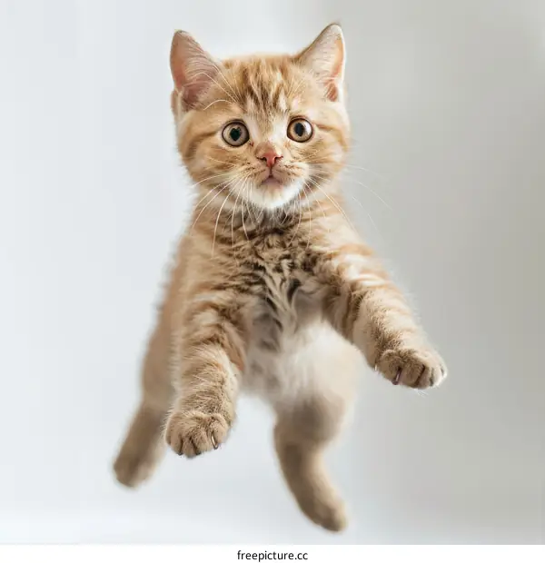 Cute ginger kitten jumping