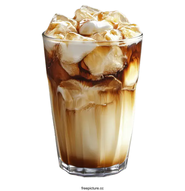 [Transparent Background PNG]Iced Coffee Drink in a Glass with Ice