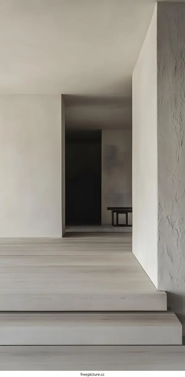 Minimalist Interior Design with Wooden Floor and White Walls