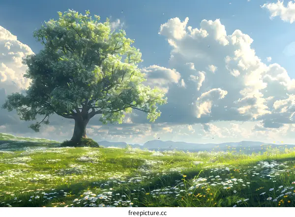 Lonely tree on a hillside