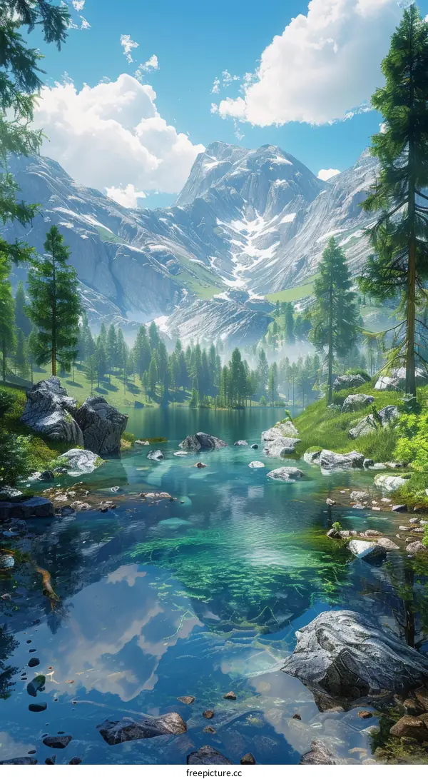 Tranquil Mountain Lake Valley