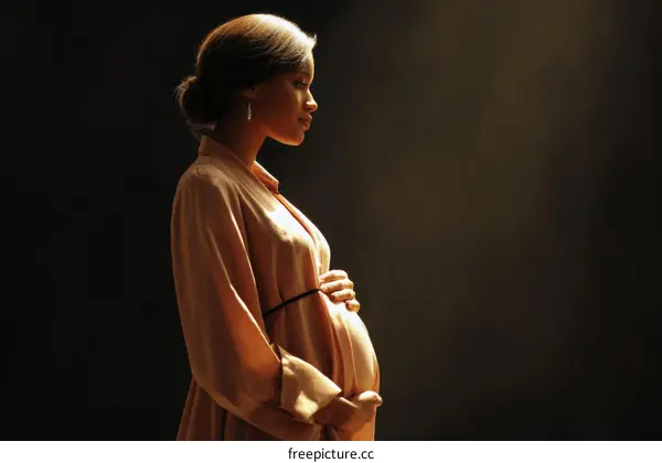 Pregnant Woman in Profile Silhouette