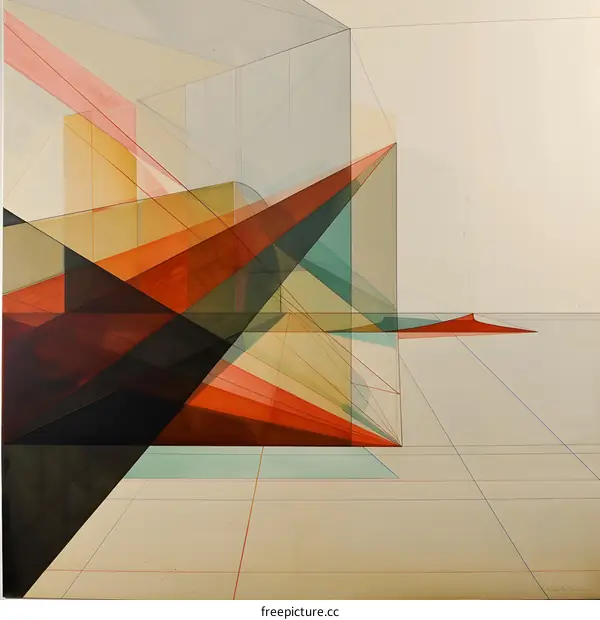 Abstract Geometric Art Painting with Overlapping Shapes