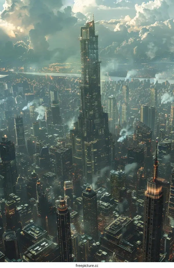 Futuristic Cityscape Aerial View