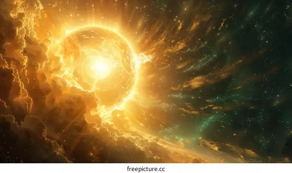 A beautiful space painting of a star being born