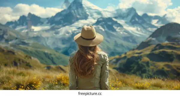 woman looking at mountains