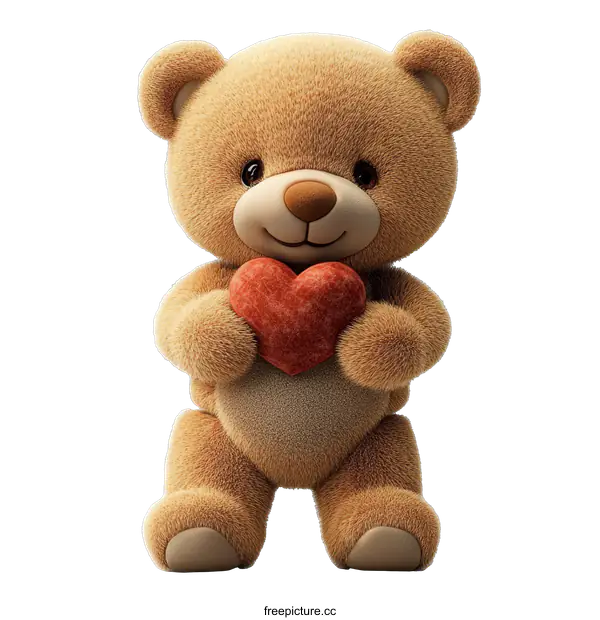 [Transparent Background PNG]Teddy Bear Holding a Red Heart