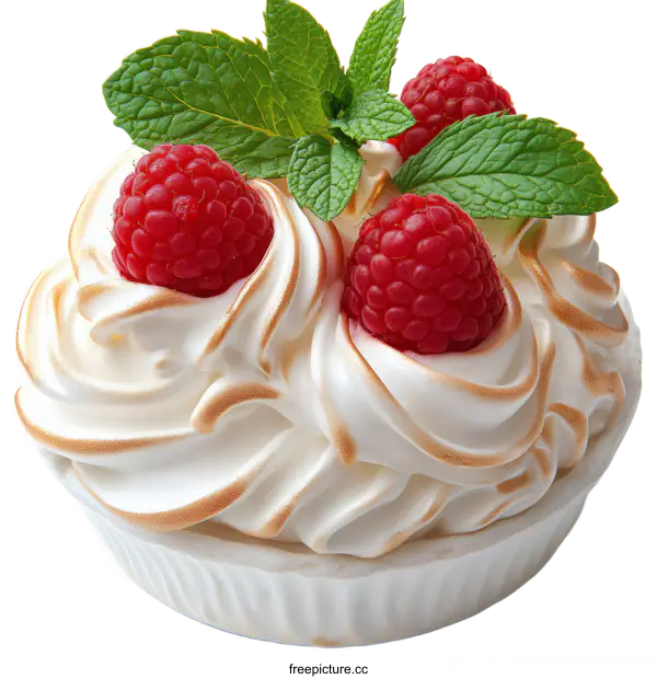 [Transparent Background PNG]Delicious Raspberry and Meringue Dessert