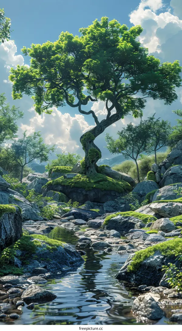 Winding River Through Fantasy Forest