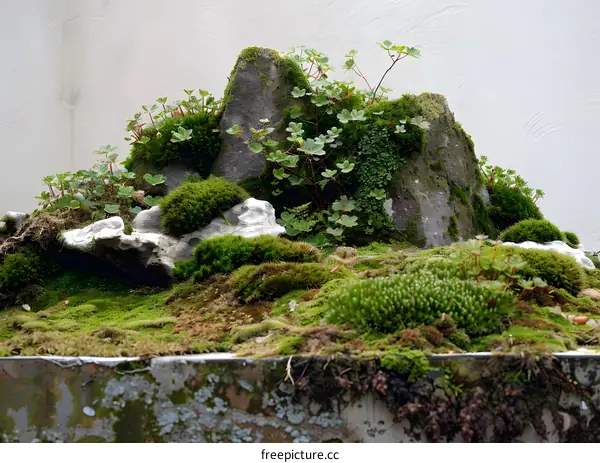 Green Mossy Landscape on a Stone