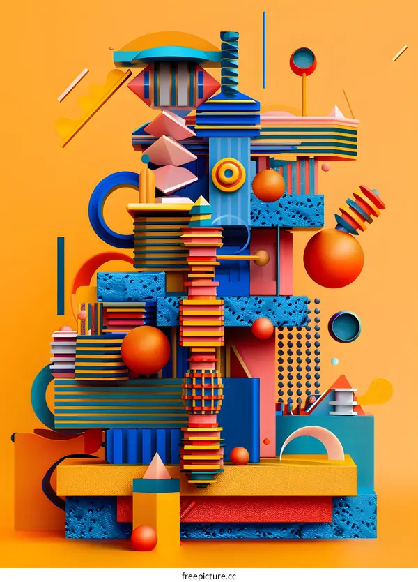 Abstract Geometric 3D Composition With Vibrant Colors