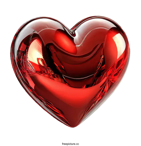 [Transparent Background PNG]3D Red Heart Shape Design Illustration