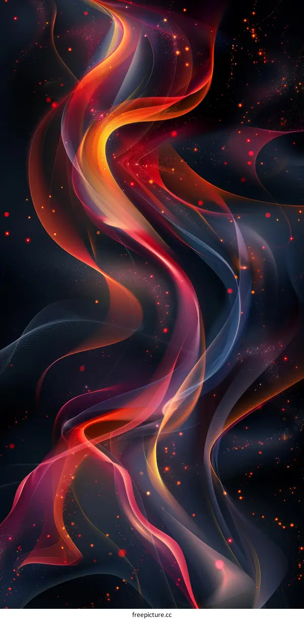 Mesmerizing Red and Blue Waves with Glowing Particles