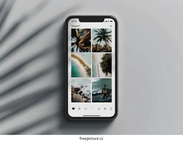 Mobile Phone Displaying Travel Photos