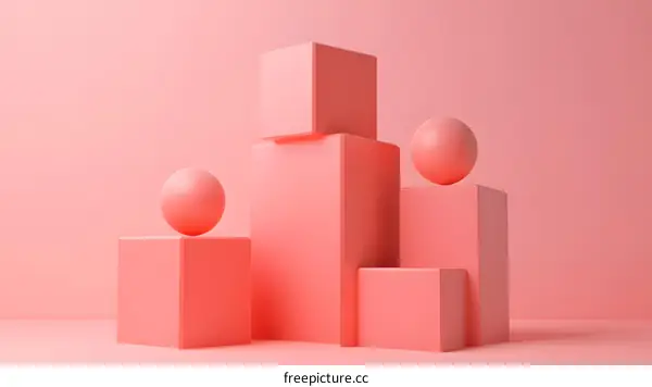 Abstract Geometric Shapes on Pink Background