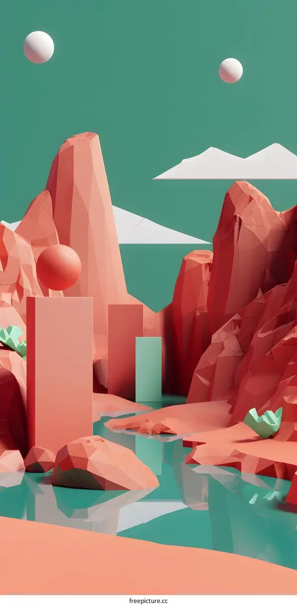 Abstract Low Poly Landscape Illustration