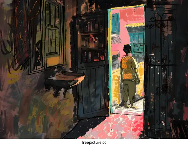 A Man Standing in Doorway of a Home Looking Outward