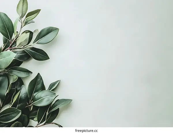 Green Leaves on a Light Green Background