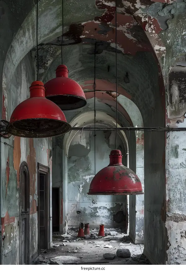 Red Lights in Abandoned Building