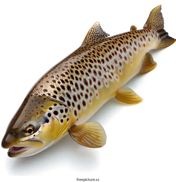 Brown Trout Fish on White Background