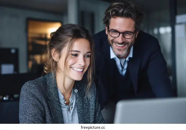 Two Colleagues Collaborating at a Laptop