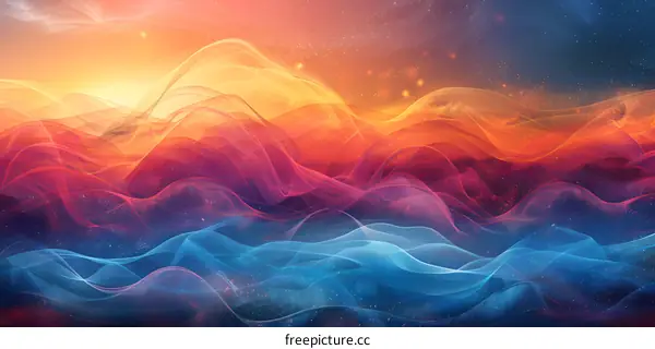 Colorful abstract background image of a mountain landscape at sunset
