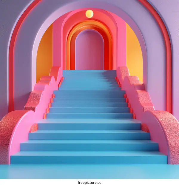 Colorful Minimalist Stairway in Abstract Space