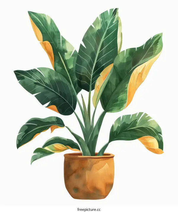 Watercolor Illustration of a Banana Tree