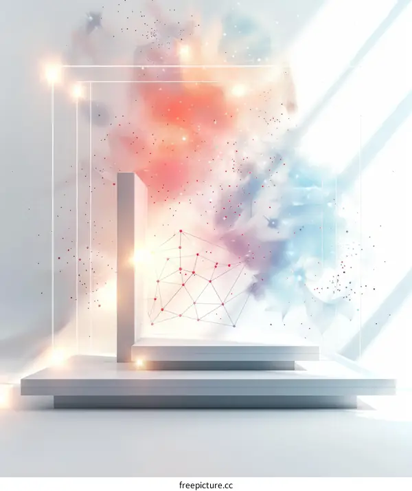 Abstract Futuristic Sci-Fi Background with Glowing Particles and Geometric Shapes