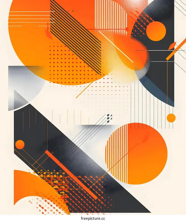 Abstract Geometric Background with Orange and Black Colors